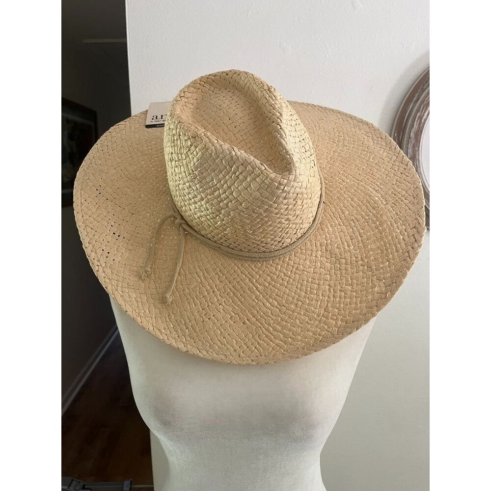 NWT Natural Straw Wide Brim Cowboy Hat By A.N.A. Dimensions 16" Diameter Lightwe